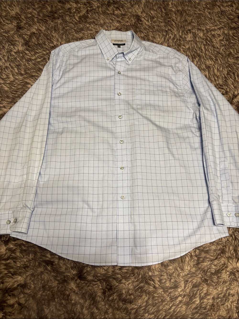 Denver Hayes Blue Windowpane Button-Down Dress Shirt